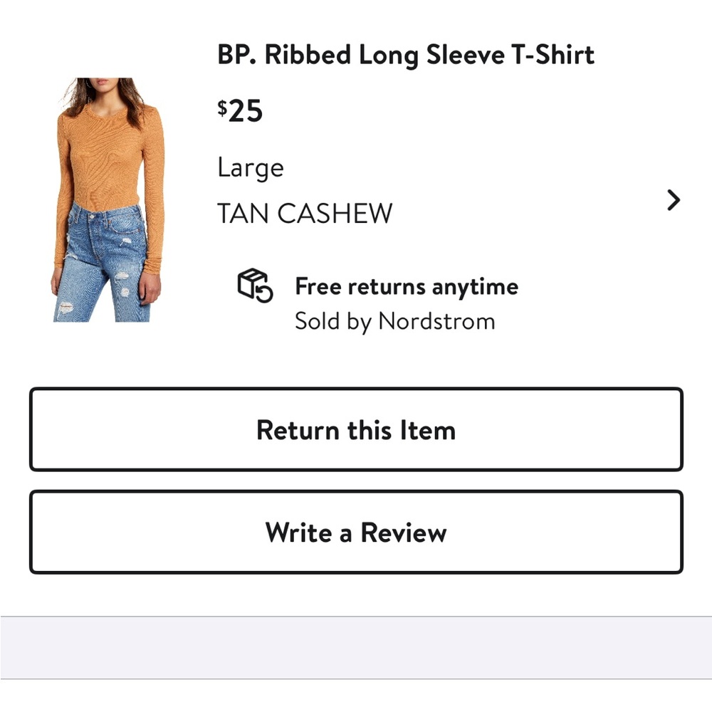 BP Tan Cashew Ribbed Long Sleeve Top - Picture 2 of 2